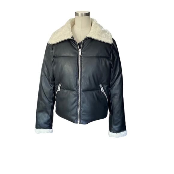 Levi's Women's Sherpa Collar Faux Leather Bomber Jacket Black - Picture 11 of 11